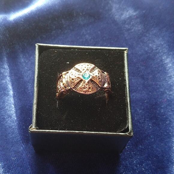 Copper Celtic Blue Gem Unisex Ring size 8.5 new old stock fashion jewelry - Picture 2 of 16
